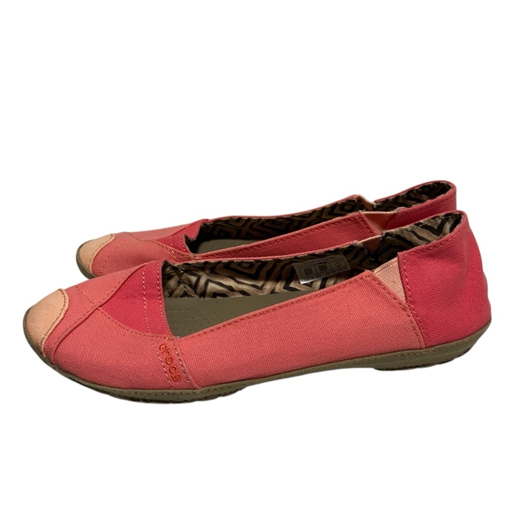 Crocs Pink Angeline Slip On Canvas Flats Size 7